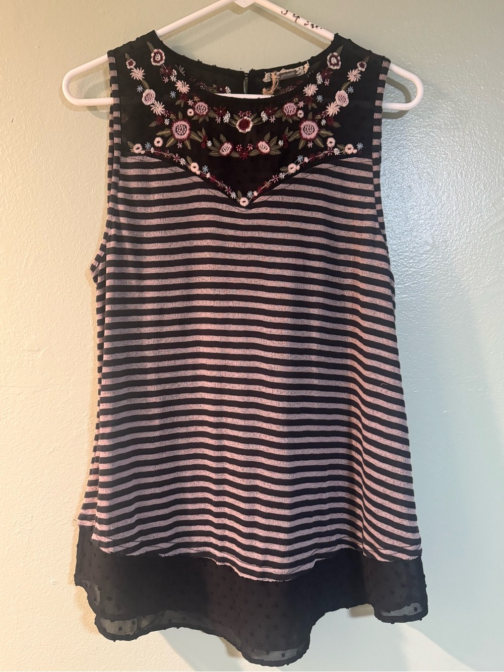 Embroidered and Striped Top, Gimmicks by BKE L